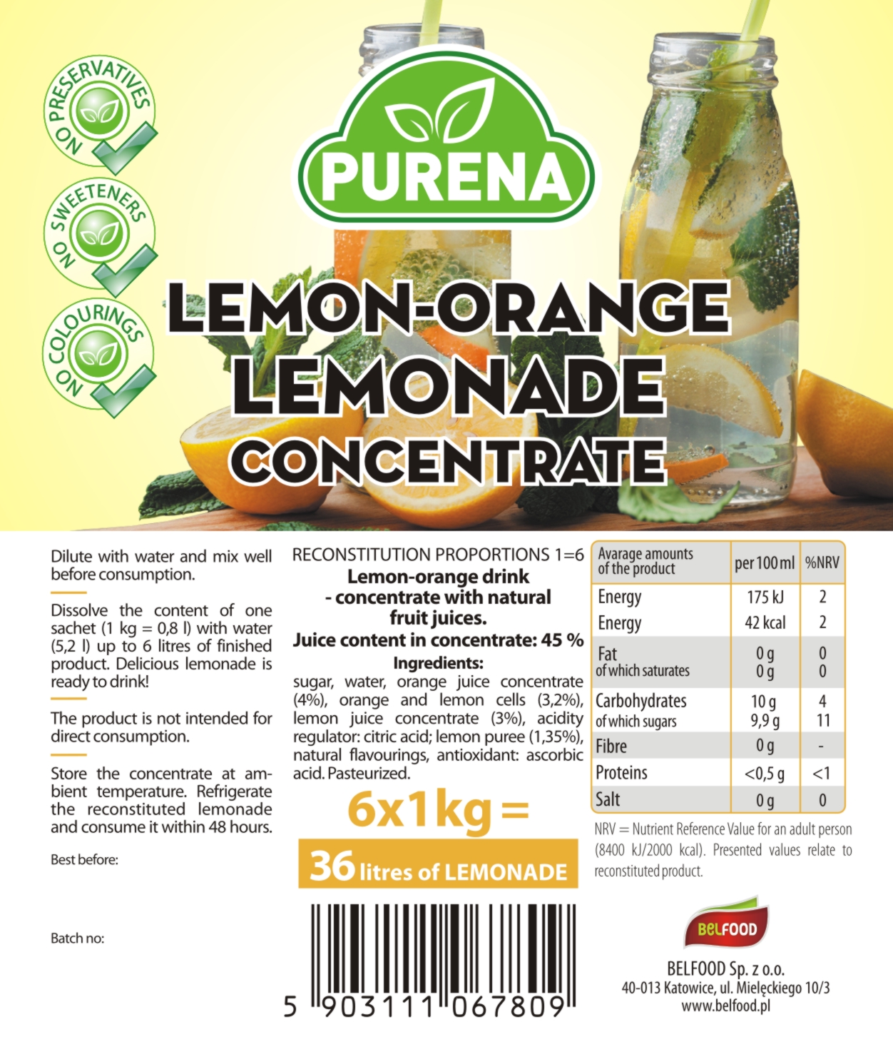 Citrom-narancs limonádé szemléltetés és adatok