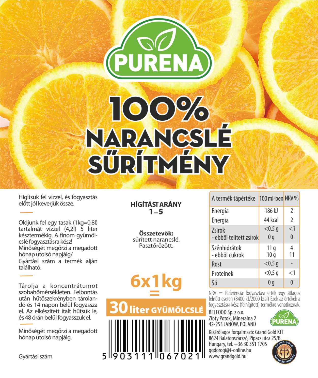 Narancs juice szemléltetés és adatok